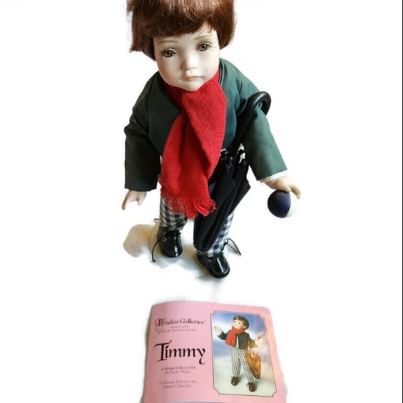PARADISE GALLERIES PORCELAIN TIMMY DOLL THAT PLAYS MUSIC - Picture 1 of 4